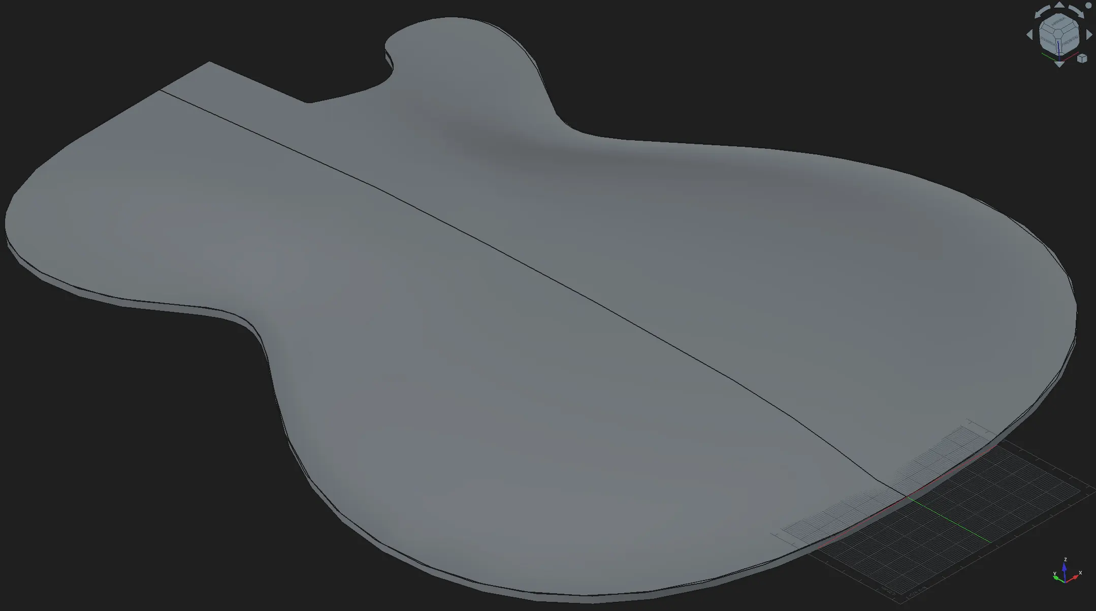 Modelo 3D cuerpo de guitarra en FreeCAD